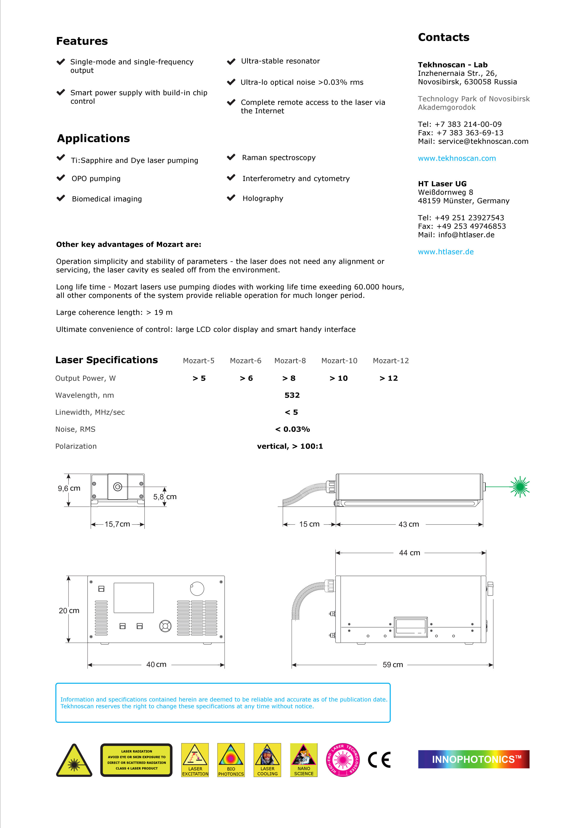 Mozart-8 CW DPSS高功率绿色激光器图3