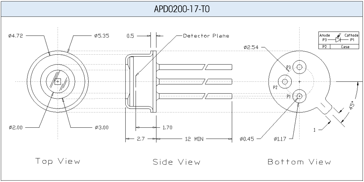 APD0200-17-TO lnGaAs Avalanche Photodiode图1