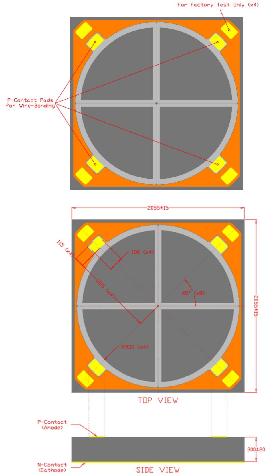 InGaAs Quadrant PIN Photodiode Chip图1