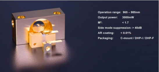 FDL-976-3W-TA用于MOPA的锥形放大器 半导体激光器