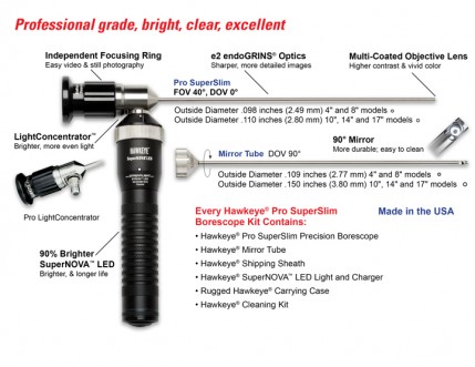 Hawkeye® Pro SuperSlim Borescope .098″ (2.40 mm) 孔探仪