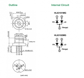 HL63101MG/102MG AlGaInP激光二极管 半导体激光器