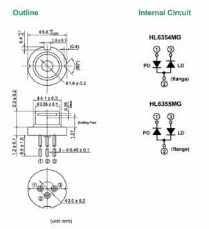 hl6354mg激光二极管 半导体激光器