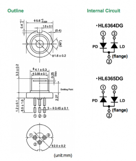 hl6364dg激光二极管 半导体激光器