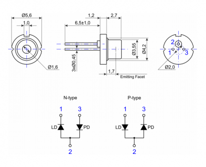 激光二极管FJLD-100S-660-TO56-60TX 半导体激光器