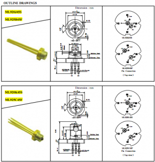 Mitsubishi1550,1520纳米InGaAsP FP激光二极管ML9xx45系列 半导体激光器