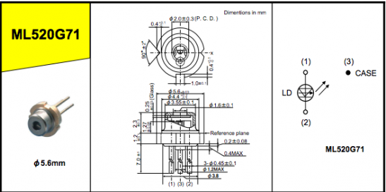 ml520g71 -01 / -02 三菱激光二极管 半导体激光器