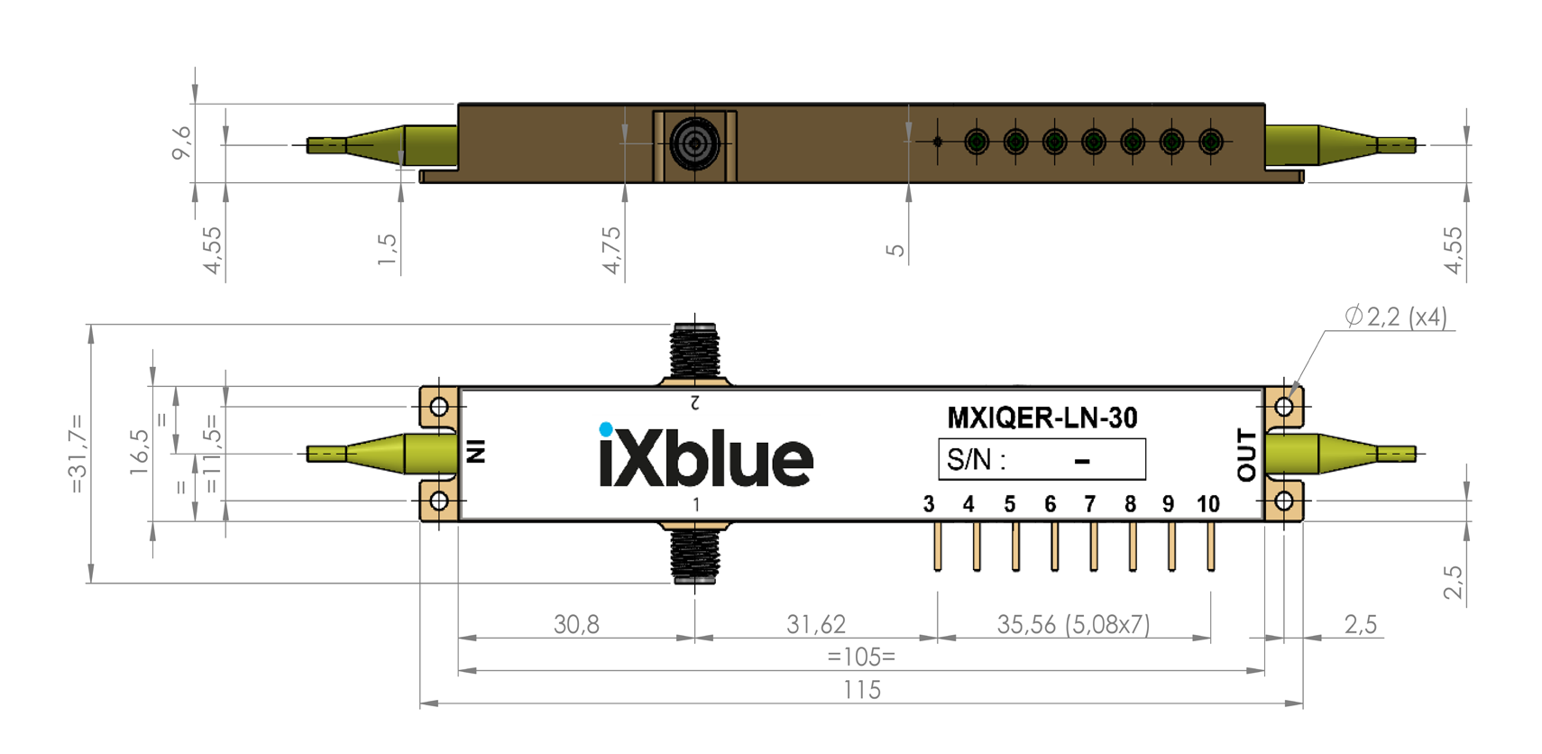 MXIQER-LN-30 1550nm波段高消光比IQ调制器 电光调制器(EOM)