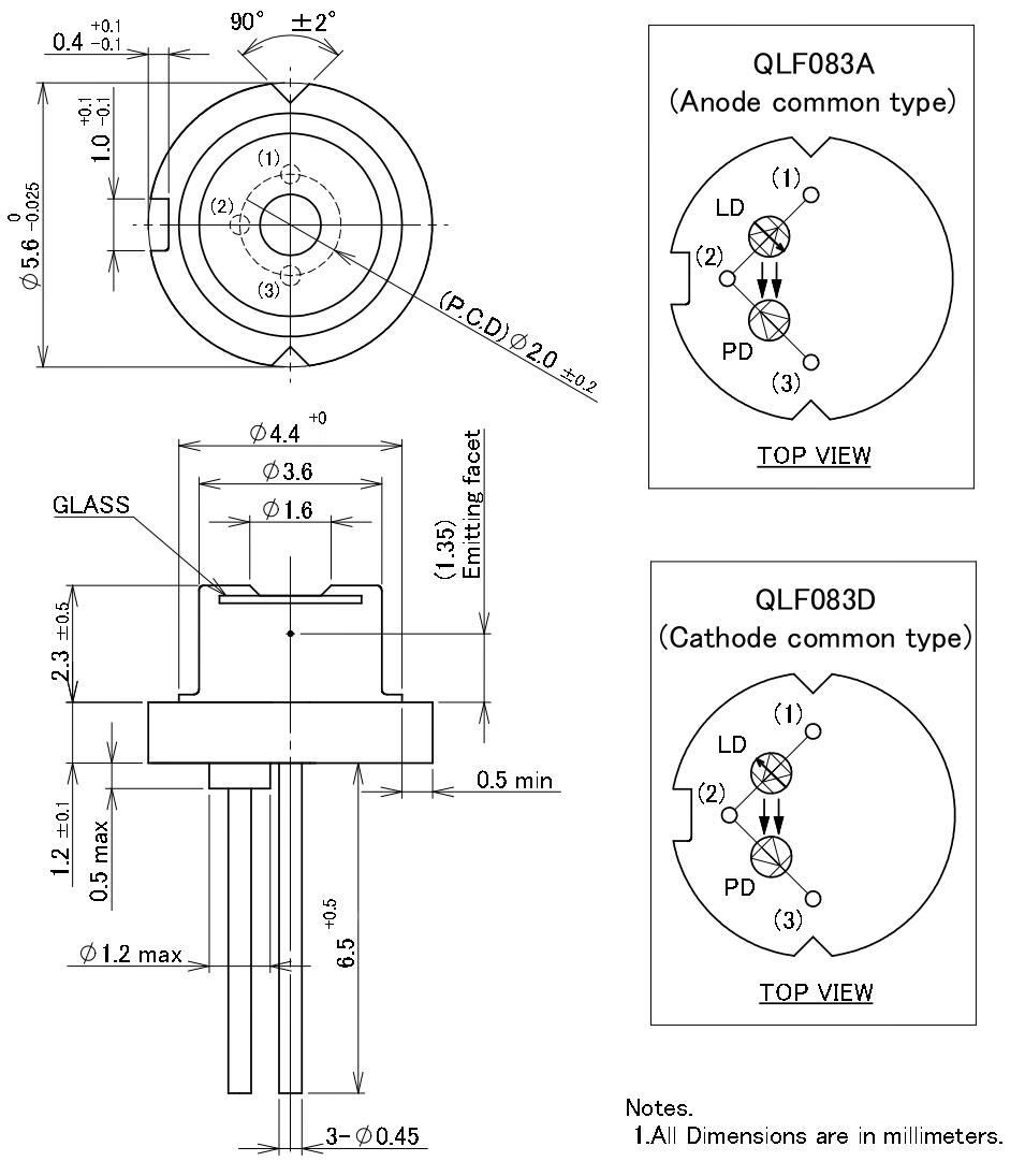 QLF083A-50B0/QLF083D-50B0 半导体激光器