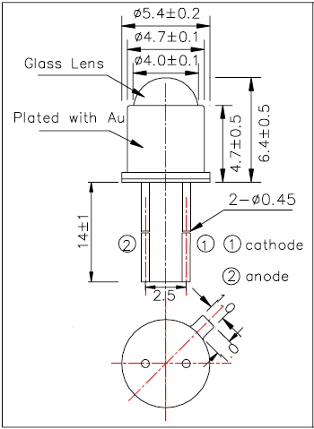 FoxUVTM 350 nm LED TO—18玻璃球透镜 发光二极管